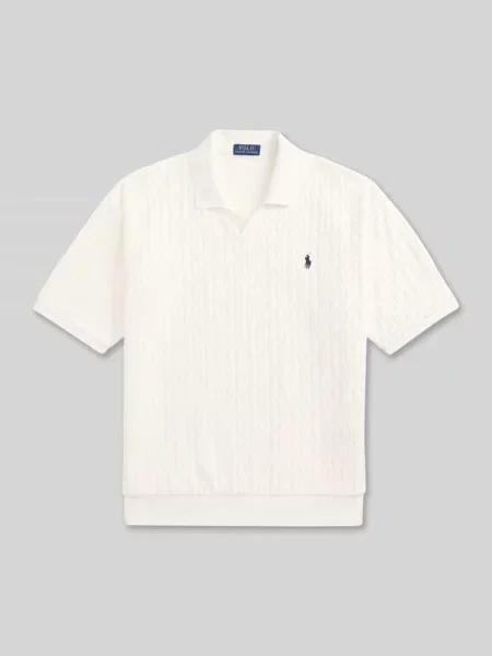Koszulka polo o kroju relaxed fit z czystej bawełny w imitacji dzianiny Polo Ralph Lauren biała