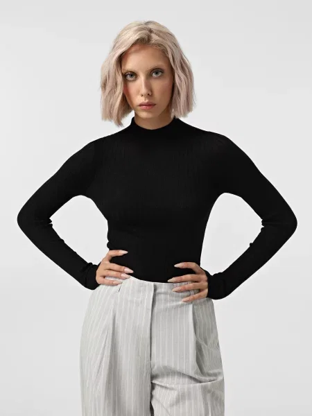 Водолазка Vero Moda поліестер/поліамід чорний