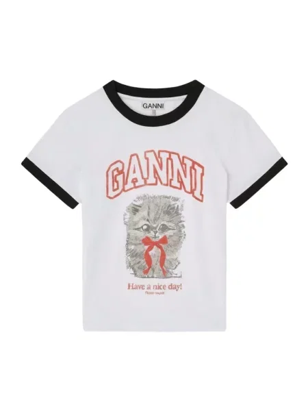 Koszulka Ganni o krotszym kroju biała