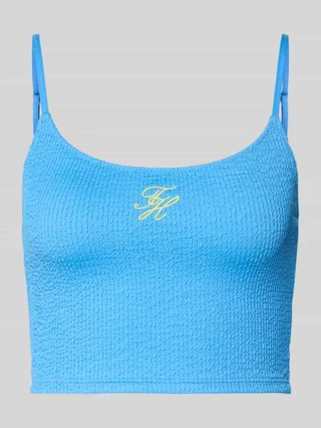Góra od bikini z wyhaftowanym logo Tommy Hilfiger niebieskie