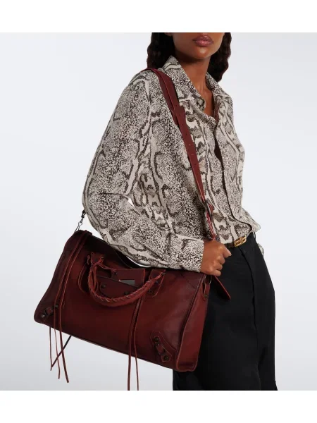 Top Balenciaga din piele roșu