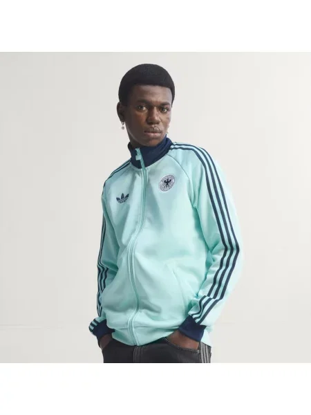 Adidas Tréninková Bunda Deutschland Originals tyrkysová modrá