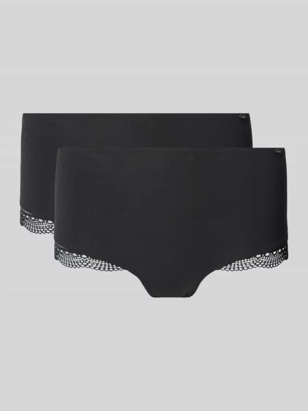 Majtki z koronką szydełkową model ‘Classic Cotton’ Skiny czarne