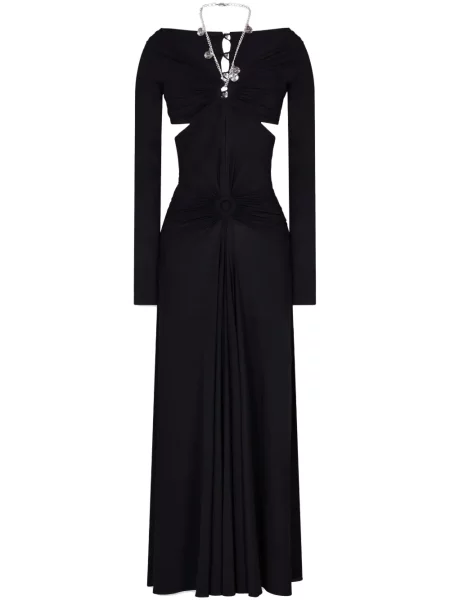 Rochie maxi Paco Rabanne drapată lungă de costum negru
