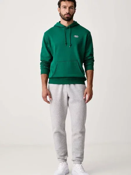 Under Armour mikina s kapucňou pánska s bavlnou Rival zelená