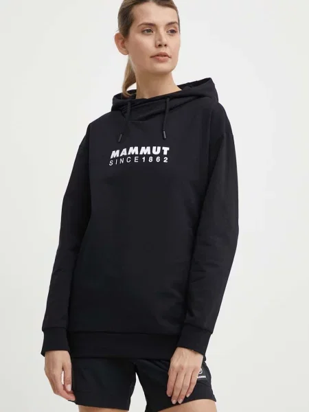 Суичър с качулка Mammut с качулка с принт черно