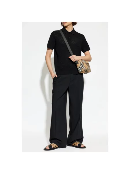 Koszulka polo Burberry wełniana czarna