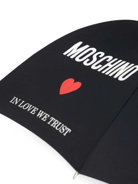Чадър Moschino с принт със сърца черно