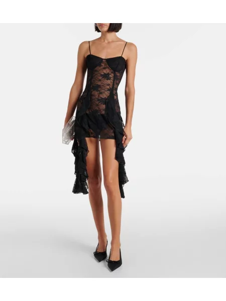 Rochie Oseree cu volane din dantelă negru
