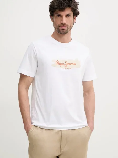 Tričko Pepe Jeans PICTHON s potiskem bílá