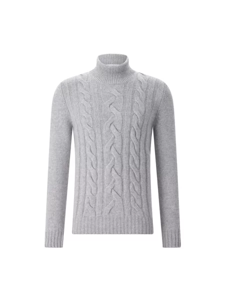Lniany sweter z golfem Gran Sasso szary