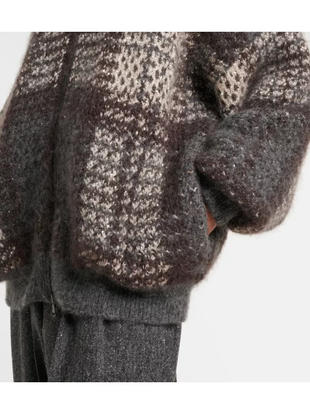 Cardigan Brunello Cucinelli în carouri gri