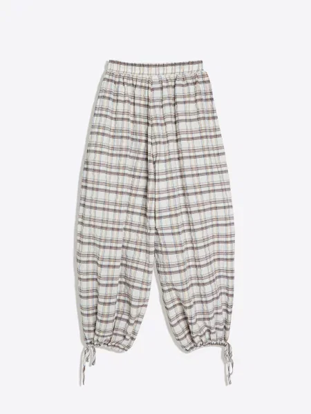Bershka Hlače svetlo modra / čokolada / temno oranžna bela