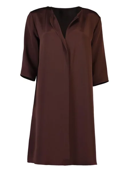 Rochie Peter Cohen din satin cu decolteu în V de costum maro