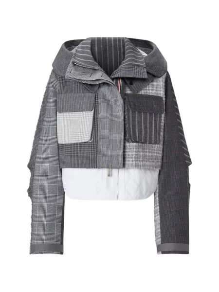 Decupat geacă parka Thom Browne de lână gri