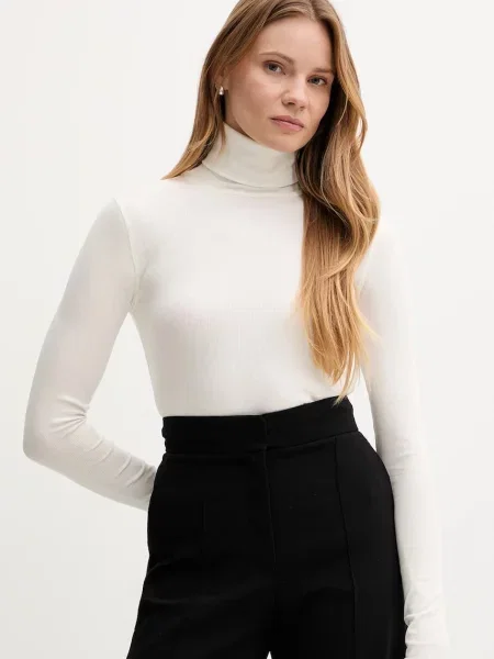 Polo Ralph Lauren sweter beżowy lekki z golfem biały