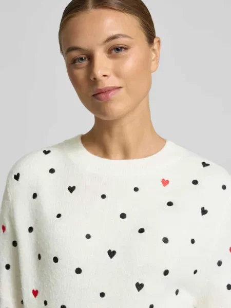 Sweter z dzianiny o kroju regular fit z haftami Tom Tailor Denim biały