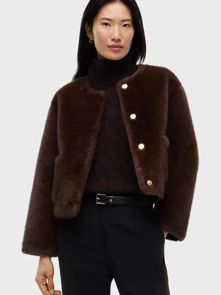 Хутряна куртка Tommy Hilfiger коричнева