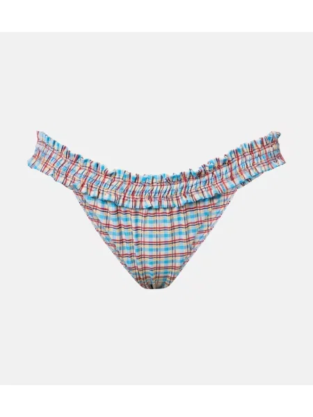 Bikini Faithfull în carouri cu volane albastru