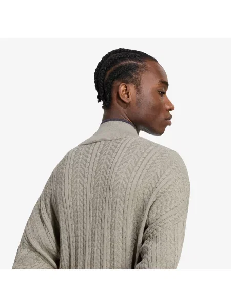 Pulover adidas Firebird Cable Knit Track Top Silver Pebble S verde