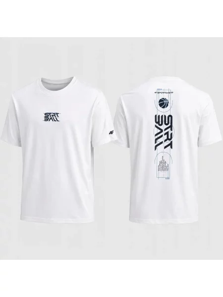 T-SHIRT 4F KOSZULKA SPORTOWA Z NADRUKIEM L biała