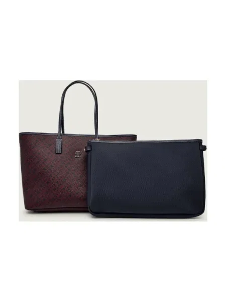 Tommy Hilfiger Geantă shopper + borsetă MONOPLAY cu adaos de piele roșu