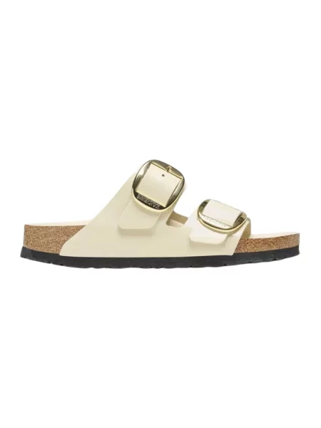 Klapki Birkenstock zamszowe na sprzączkę beżowe