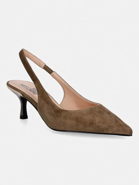 Love Moschino pantofi cu stiletto din piele întoarsă verde