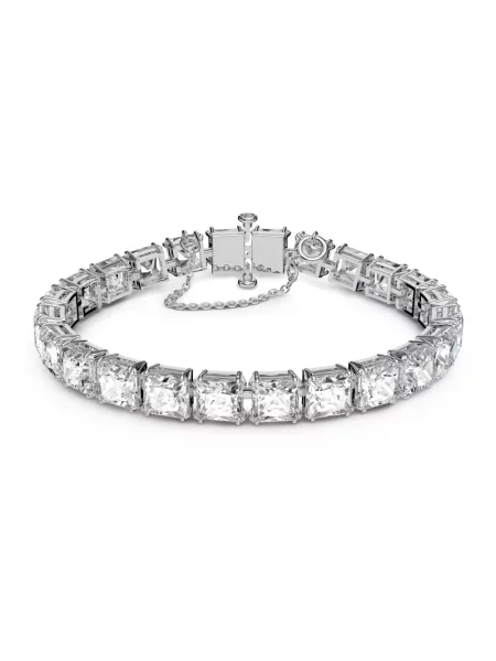 Swarovski Akcesoria Kobieta Szary ONE SIZE Len Bransoletka Unisex Millenia Bransoletka Tenisowa Kwadratowy Szlif Rodowany biały