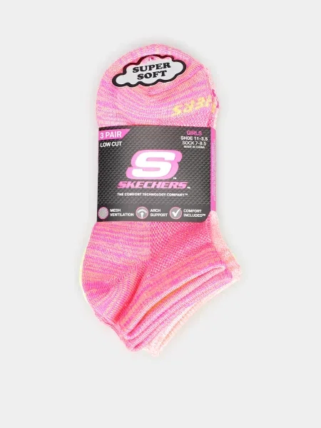 Skechers Non Terry Low Cut Набір шкарпеток Для дівчаток Поліестер/спандекс рожевий