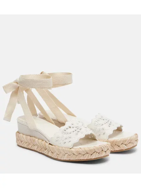 Espadrile Jimmy Choo cu broderie alb