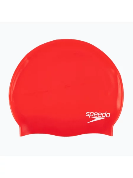 Детска шапка за плуване Speedo Plain Flat Silicone червена