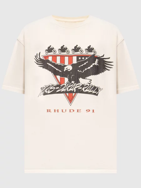Футболка кольору айворі Stage Racing Rhude бежева