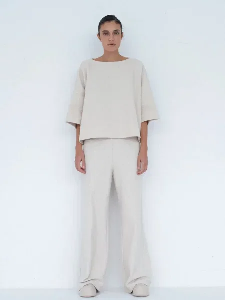 Muuv. pantaloni wide leg pentru femei din MOAI bej