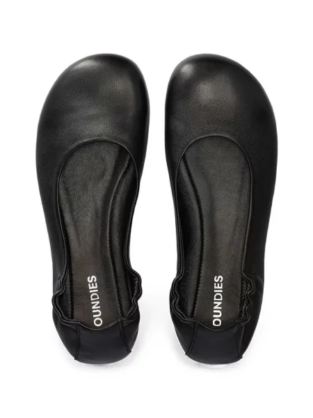 Balerini Groundies din piele negru