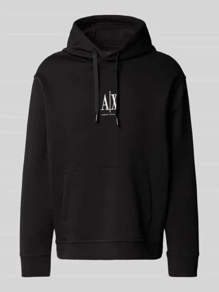 Bluza z kapturem Armani Exchange z kapturem czarna
