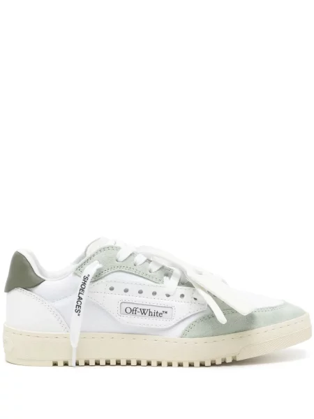 Sneakerși Off-white cu șireturi din dantelă alb