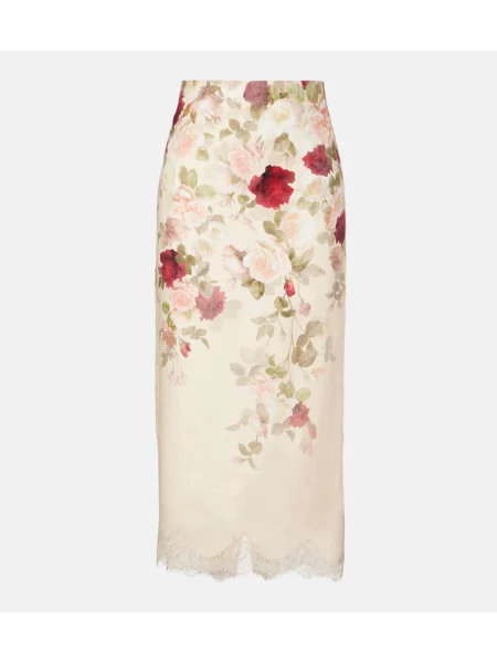 Fustă tip creion Zimmermann de in cu model floral