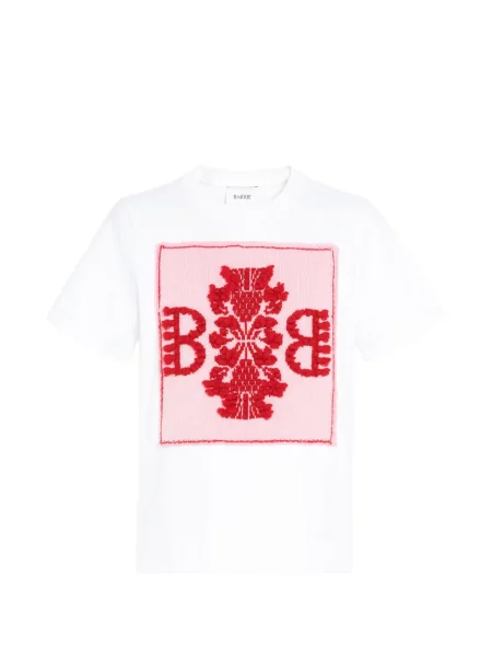 Tricou Barrie din cașmir cu autograf alb