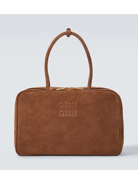 Geantă Miu Miu din piele de căprioară maro