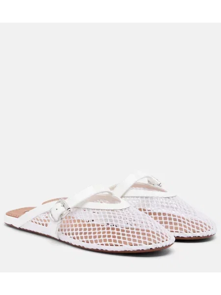 Chiloți Alaïa din piele slip-on de plasă alb