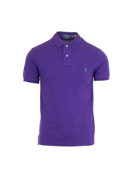Haftowana krótka koszulka polo Polo Ralph Lauren fioletowa