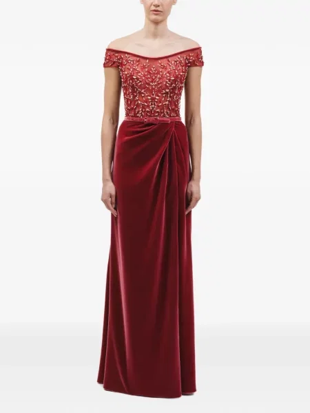 Rochie maxi Rami Al Ali de catifea roșu