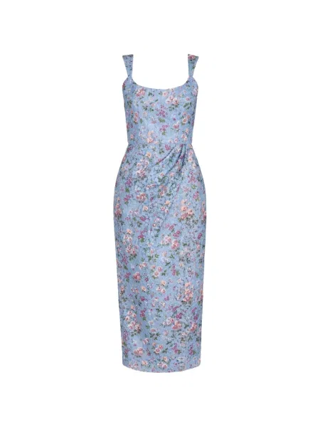 Rochie midi Markarian cu model floral din dantelă plic albastru