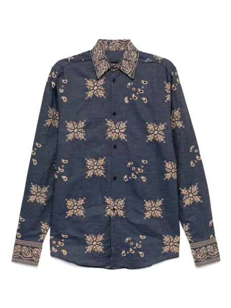 Дълго риза Egonlab с дълъг ръкав синьо