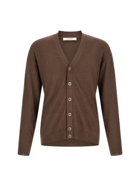 Sweter Lemaire wełniany wiązany brązowy