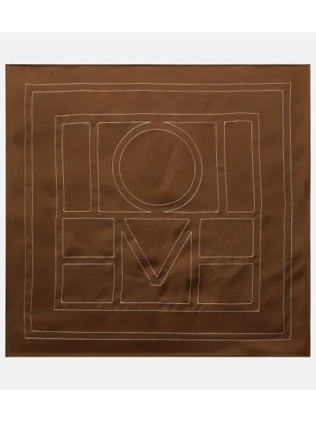 Fular Toteme cu broderie de mătase maro