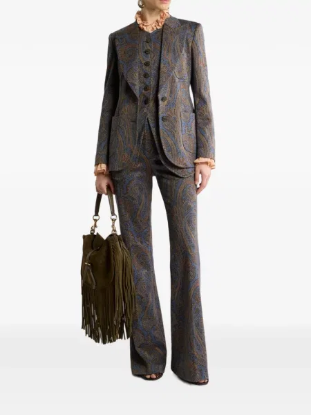 Geacă Etro cu model paisley din jacard albastru