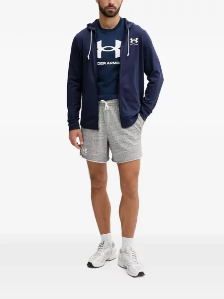 Hanorac cu glugă Under Armour cu autograf albastru