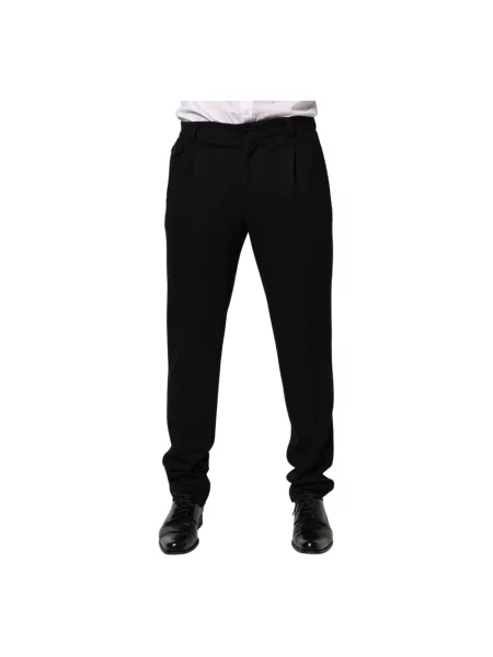 Skinny spodnie Dolce And Gabbana wełniane czarne